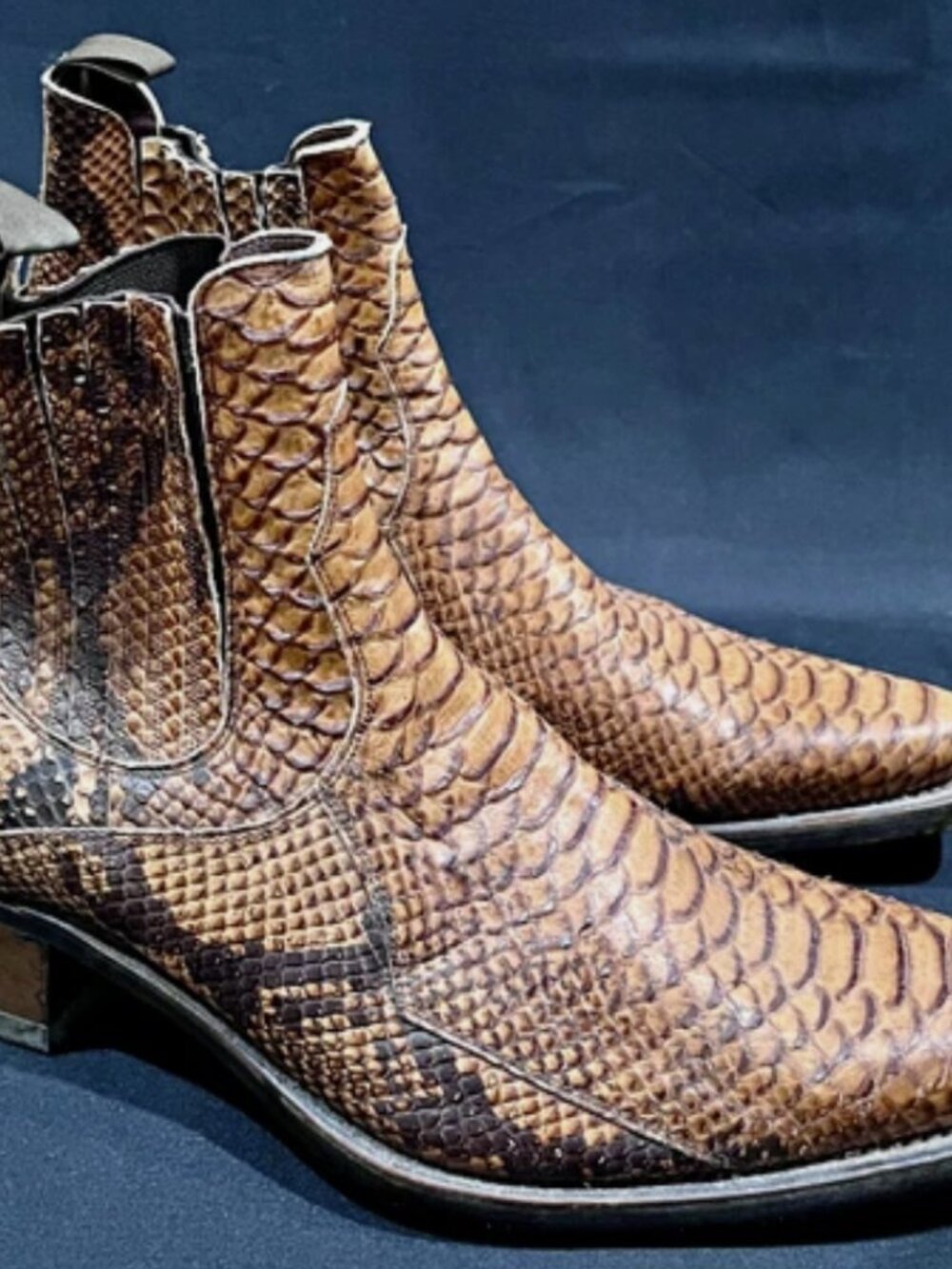 Sendra Men's Genuine Python Snakeskin Chelsea Boots Made in Spain Size 11 EU 44